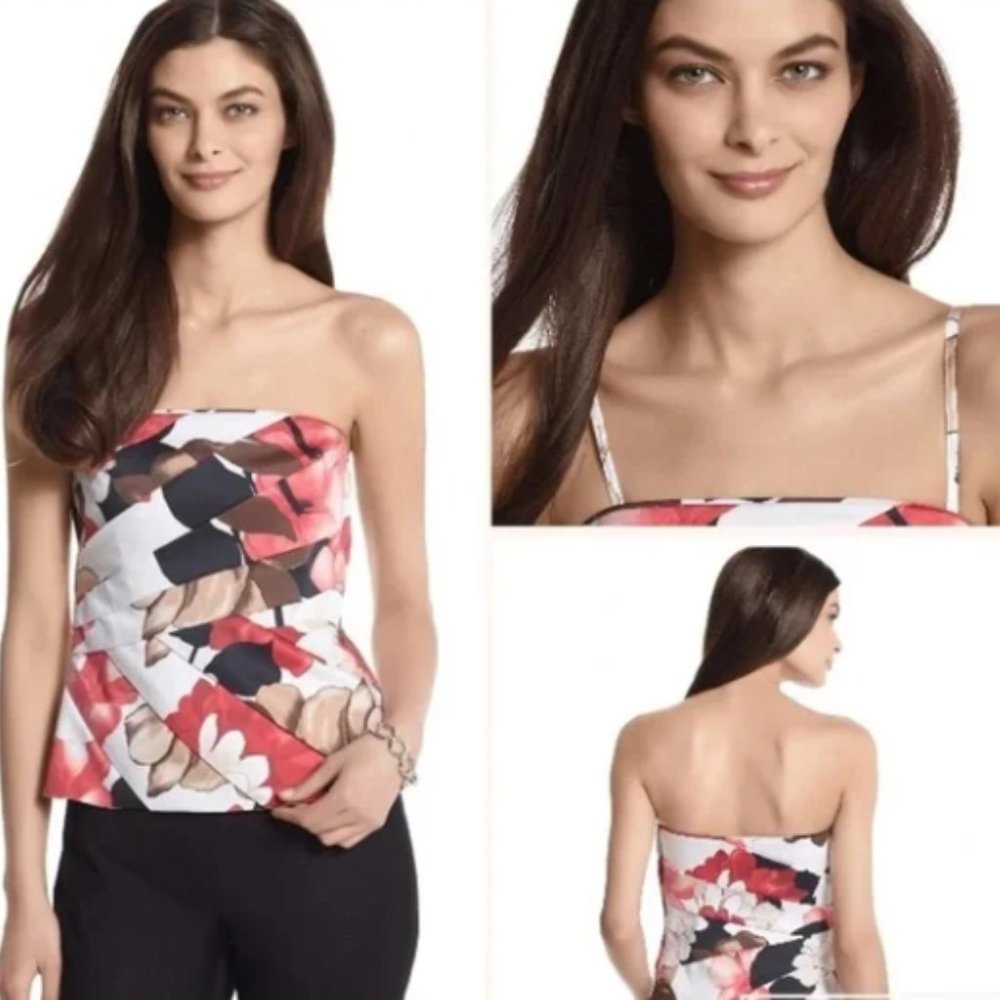 White House Black Market Floral Bustier Top (Straps removable)
